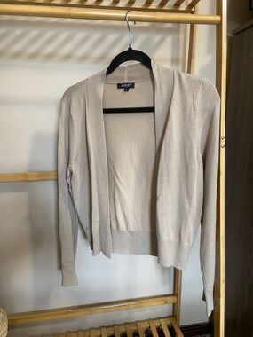 Aamilife Lightweight Open-Front Cardigan in Beige Taupe